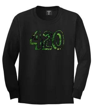 420 Weed Marijuana Print Boys Kids Long Sleeve T-Shirt