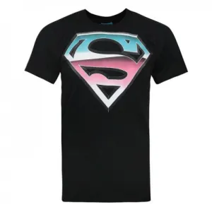 Addict Mens Chrome Effect Superman Logo T-Shirt