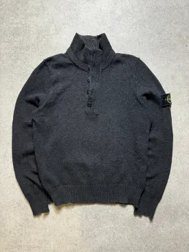 A/W 2008 Stone Island Grey Knitted Quarter-Zip Wool Sweater