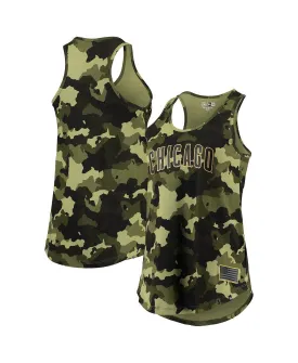 Chicago Cubs Women's 2022 MLB Armed Forces Day New Era Camo Green Jersey