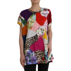 Dolce & Gabbana Multicolor Patchwork Cotton Silk Blouse Top