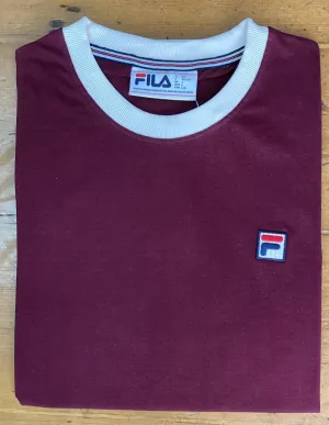 Fila Vintage Men's Marconi Essential Ringer T Shirt Windsor Wine