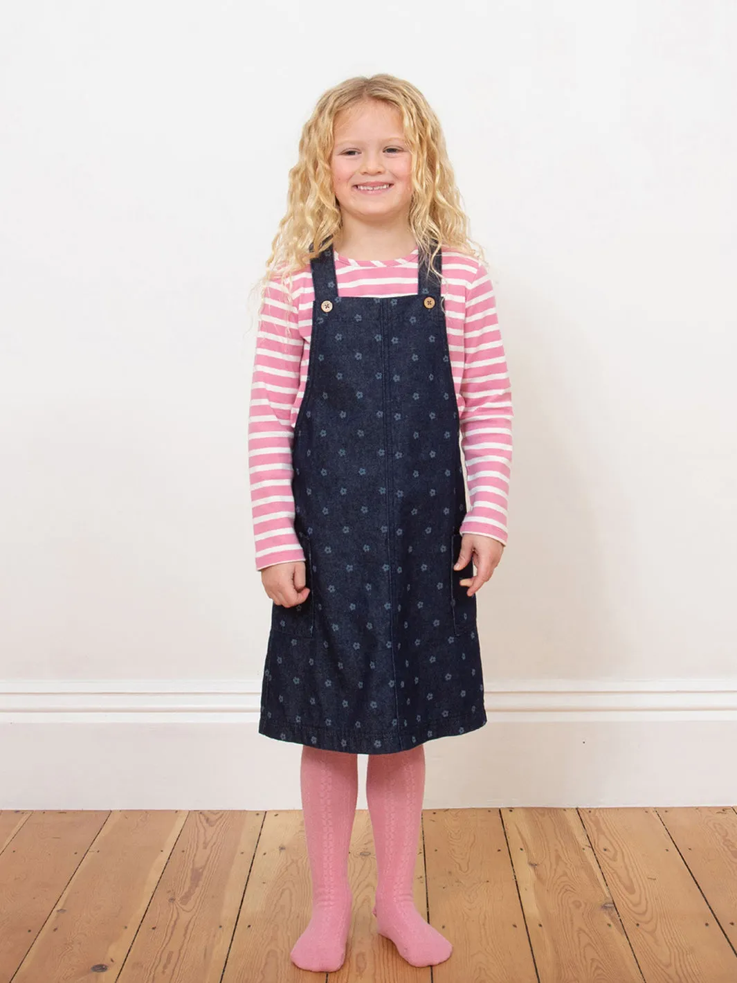 Flower dot denim pinafore