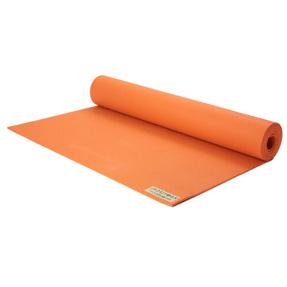 Jade Yoga Harmony Mat - Orange & Jade Yoga Cork Yoga Block - Small   Jade Yoga Plant Based Mat Wash - 8 oz Starter Kit