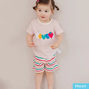 Kids Summer Short Shirt Cotton Cool Mesh Pajamas Set - Love