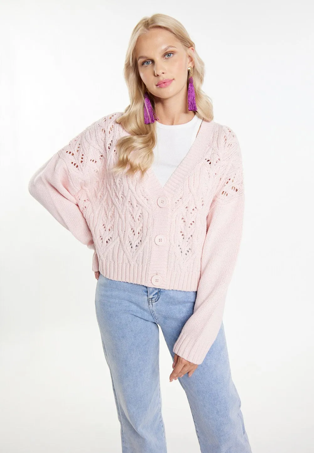 Knitted cardigan Izia Eyota, pink