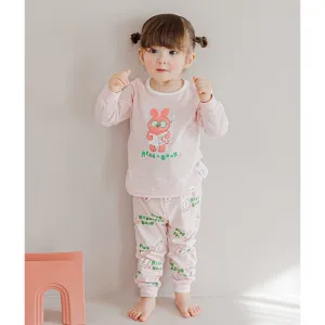 Korean Kids Jacquard Pajamas Set-Curious Bunny