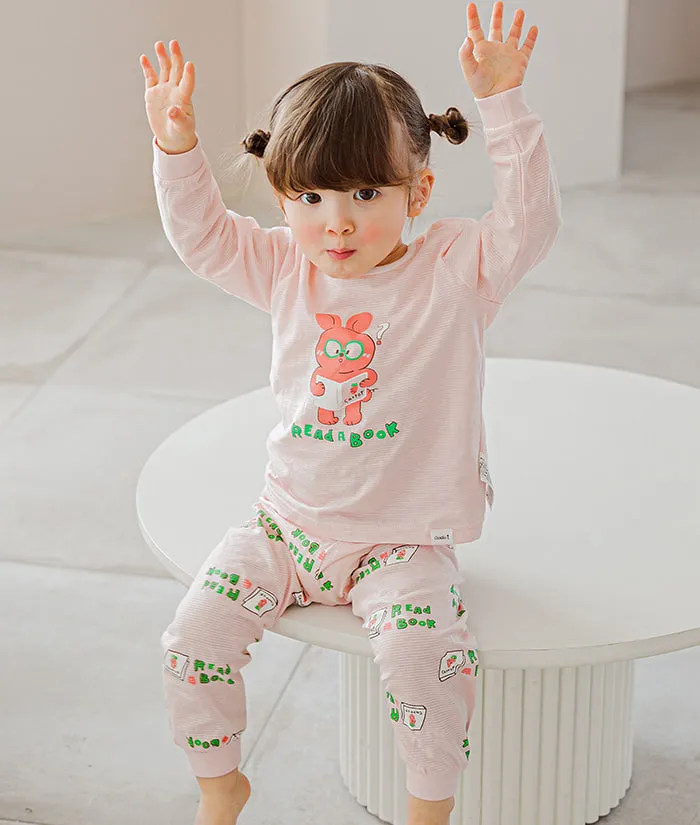 Korean Kids Jacquard Pajamas Set-Curious Bunny