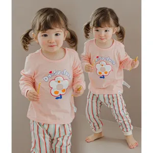 Korean Kids Jacquard Pajamas Set-Daisy duck