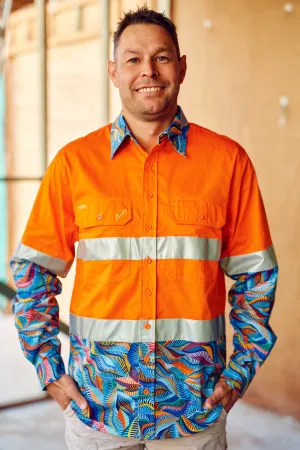 Men's Snazzy Orange Day/Night Hi Vis 2.0 Full Button Work Shirt