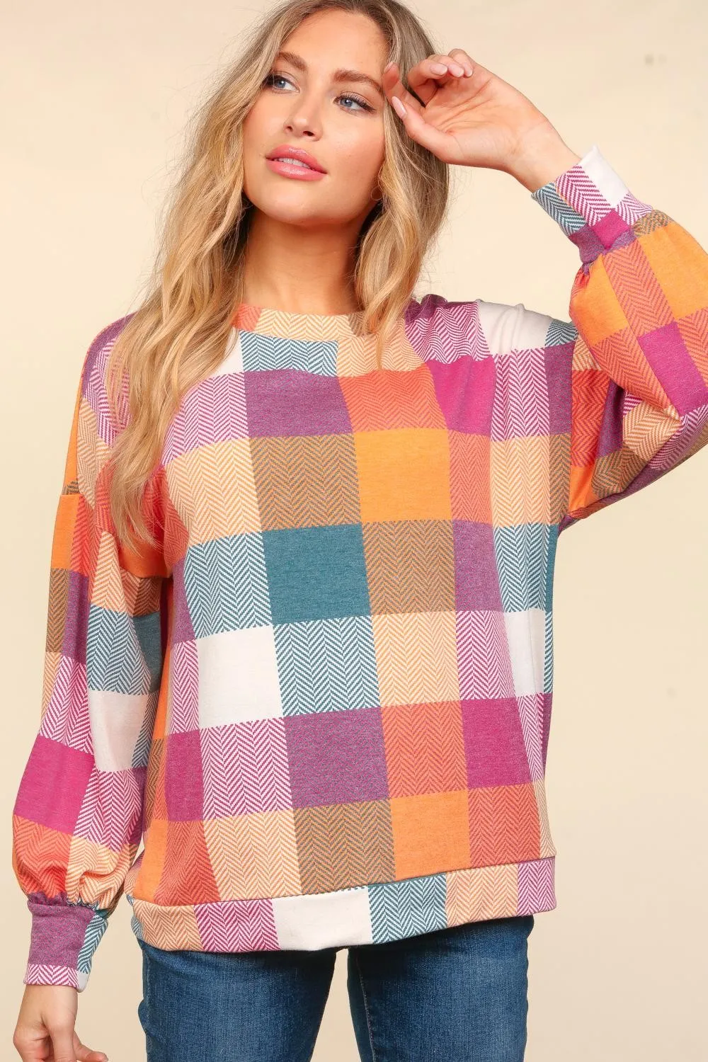 Multi-Colored Plaid Top