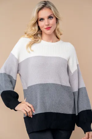 Neutral Color Block Sweater