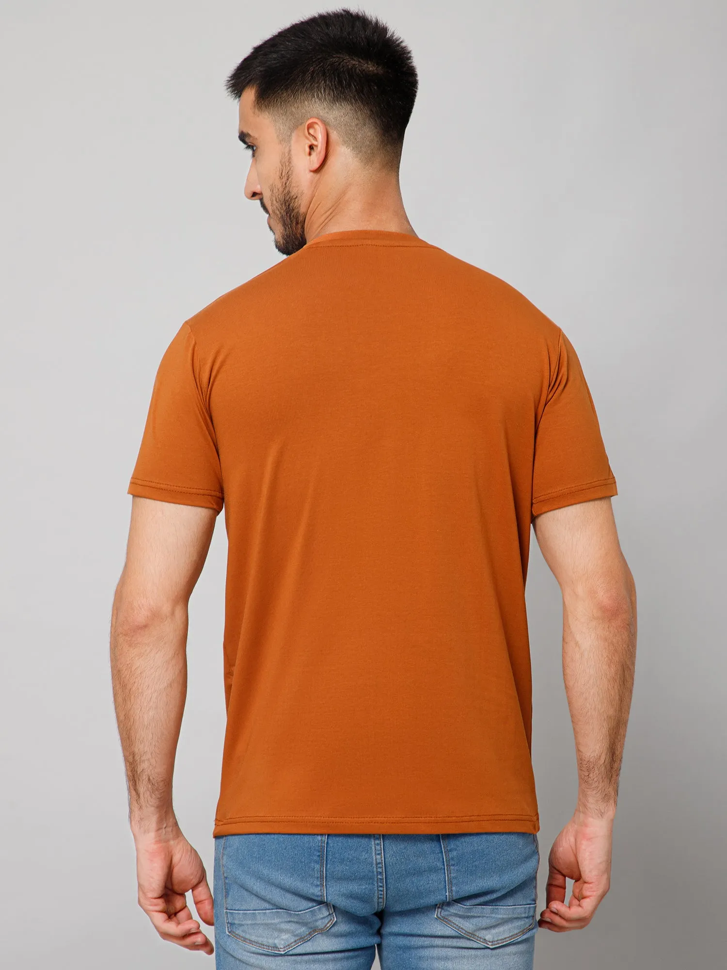 Plain Cotton Lycra Rust T-shirt