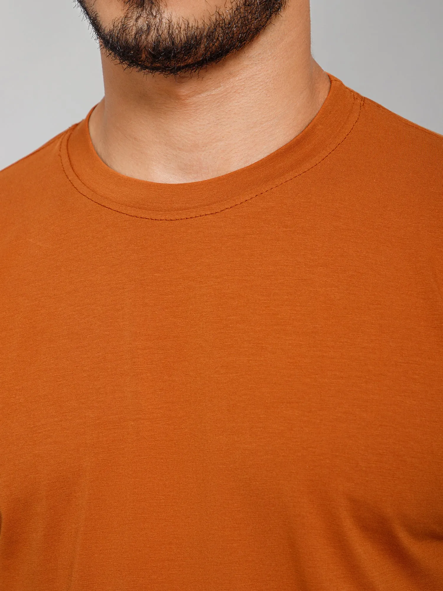 Plain Cotton Lycra Rust T-shirt