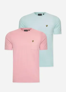 Pocket 2 pack t-shirt - palm pink - clear sky