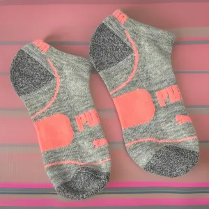 *PUMA* ANKLE SOCKS (GREY-PINK) (8.5” LONG)