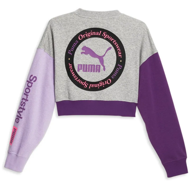 Puma Women's Classics Trail Mix Copped Crewneck Sweatshirt