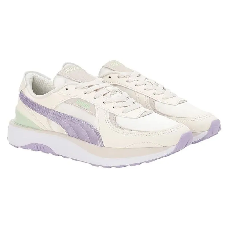 Puma Women's Cruise Rider Nu Satin Lace Up Shoes - Beige / Purple / Green