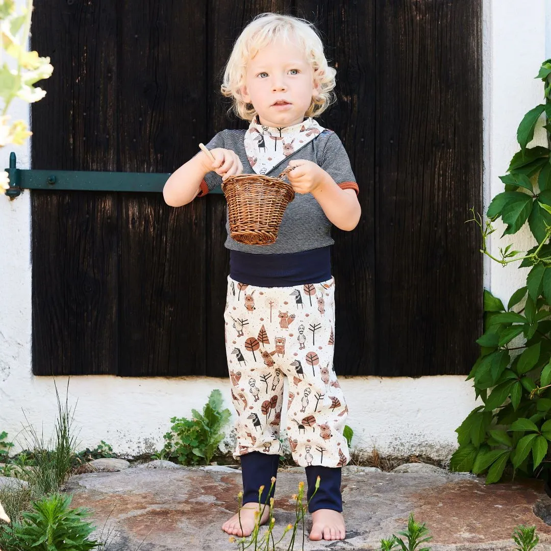 Short-sleeve baby body "Navy-White Stripes/Copper"