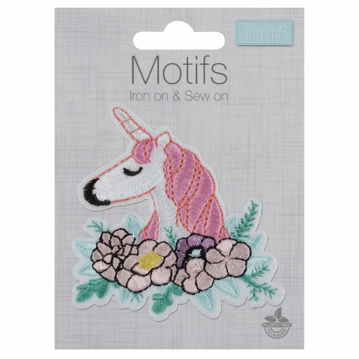 Trimits Iron-On/Sew On Motif Patch - Floral Unicorn